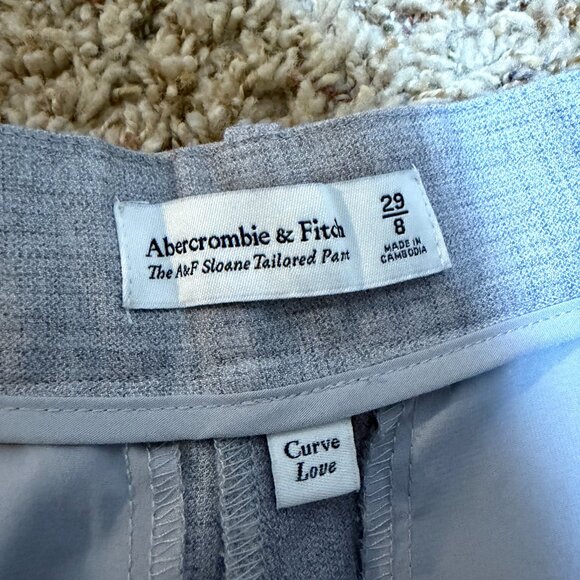 Abercrombie & Fitch Curve Love Sloane Tailored Pant Pleated Wide Leg Gray - Picture 7 of 16